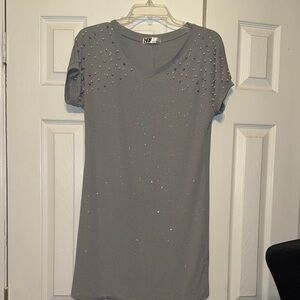 Gray Beaded Mini Dress